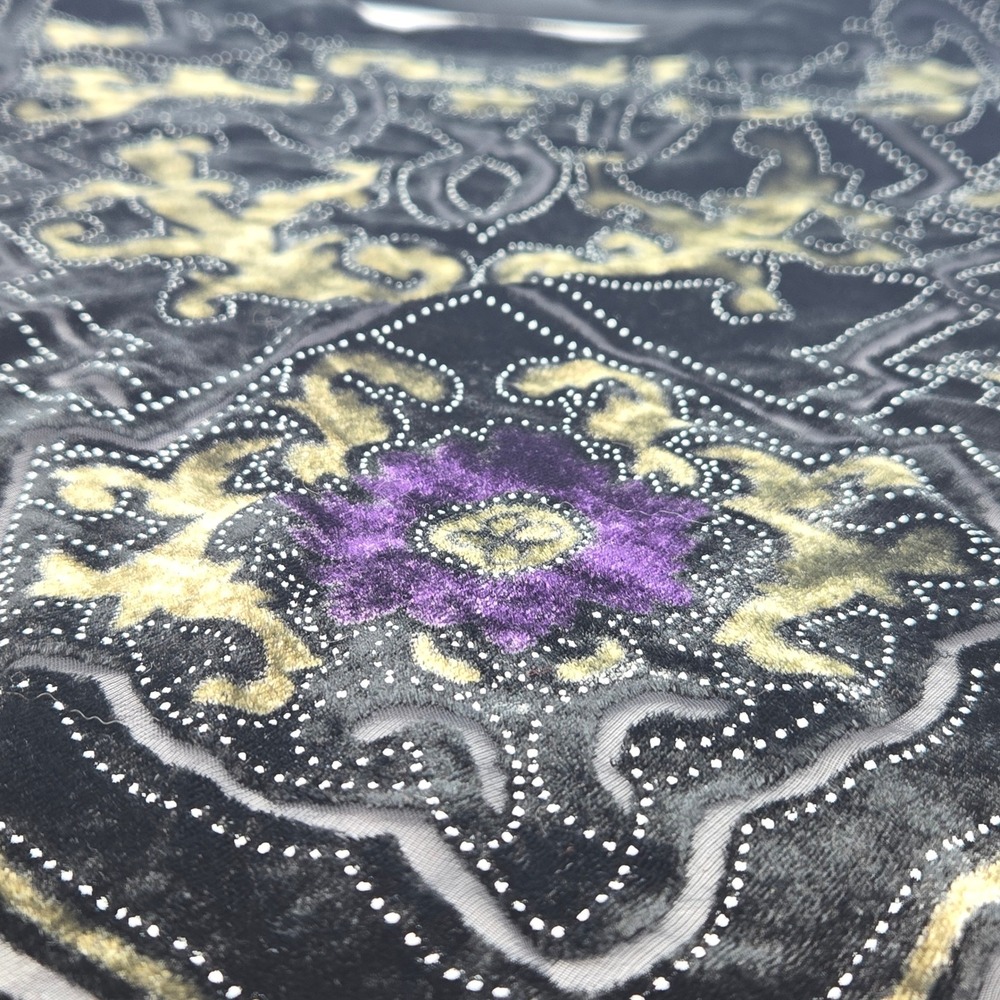 Poncho OS Velvet Fringe Color Shifting Purple Green Witchy Goth Festival Hippie - Picture 2 of 11